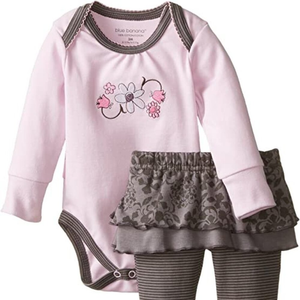 Blue Banana Baby Girl's Newborn  Bodysuit and Ruffle Pant Set Lilac NWT